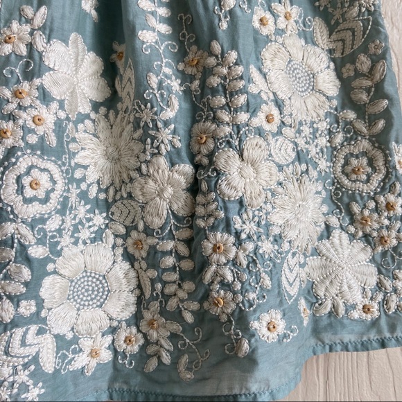 Anthropologie Blue Tassel Embroidered Skirt - Picture 5 of 15